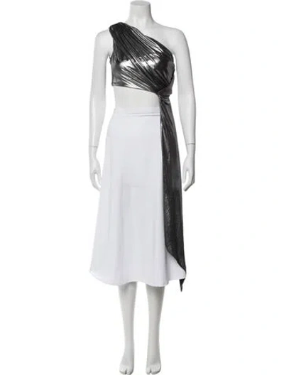 Pre-owned Ronny Kobo One-shoulder Sleeveless Top In Gray