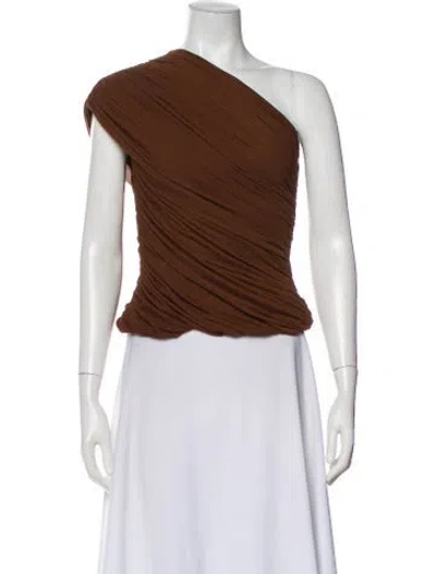 Pre-owned Ronny Kobo One-shoulder Sleeveless Top W/ Tags In Brown