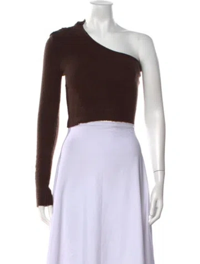 Pre-owned Ronny Kobo One-shoulder Sweater In Brown