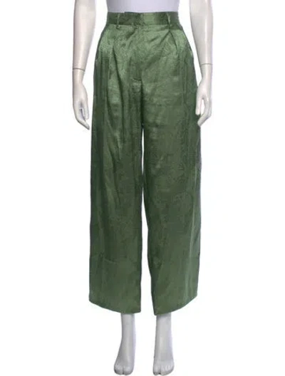 Pre-owned Ronny Kobo Paisley Print Wide Leg Pants In Green