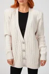 RONNY KOBO PARMIDA CASHMERE KNIT CARDIGAN IN LIGHT KHAKI