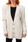 Ronny Kobo Parmida Cashmere Knit Cardigan In Light Khaki In White