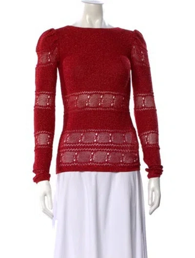 Pre-owned Ronny Kobo Patterned Bateau Neckline Top