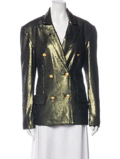 Pre-owned Ronny Kobo Patterned Blazer In Blue/green