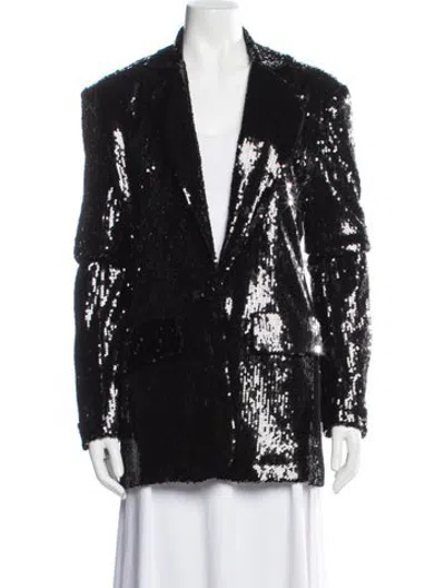 Pre-owned Ronny Kobo Patterned Blazer W/ Tags In Black