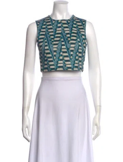 Pre-owned Ronny Kobo Patterned Crew Neck Crop Top In Multi