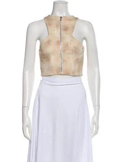 Pre-owned Ronny Kobo Patterned Crew Neck Crop Top In Neutral