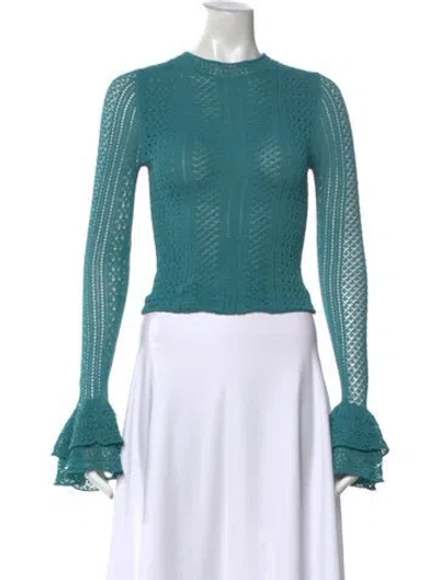 Pre-owned Ronny Kobo Patterned Crew Neck Sweater In Blue