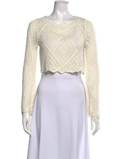 Pre-owned Ronny Kobo Patterned Crew Neck Sweater In Neutrals