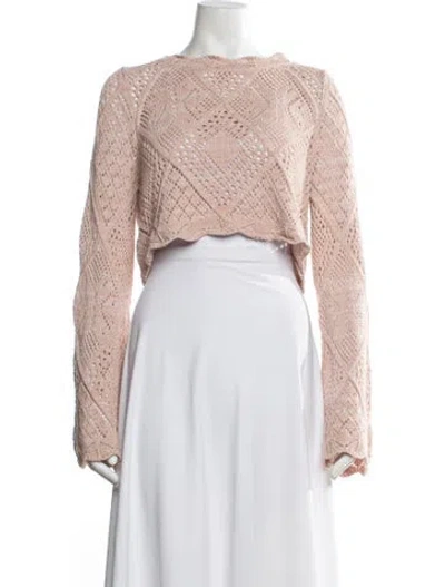 Pre-owned Ronny Kobo Patterned Crew Neck Sweater In Pink