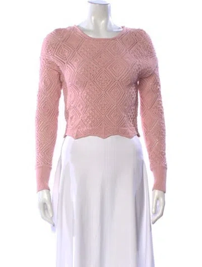 Pre-owned Ronny Kobo Patterned Crew Neck Sweater In Pink