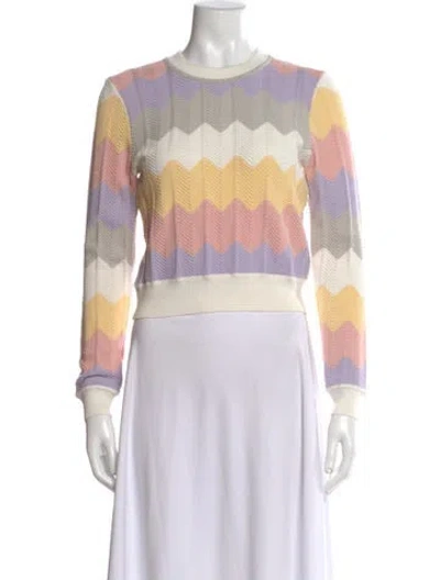 Pre-owned Ronny Kobo Patterned Crew Neck Sweater In White