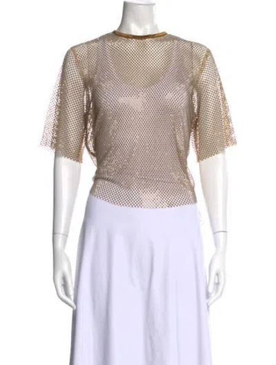 Pre-owned Ronny Kobo Patterned Crew Neck Top In Gold