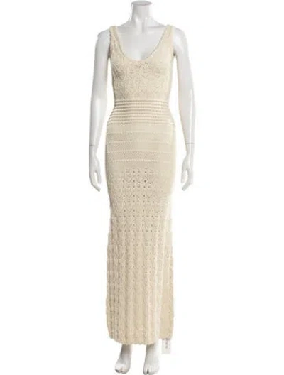 Pre-owned Ronny Kobo Patterned Long Dress In Neutral