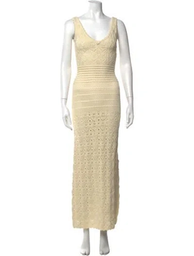 Pre-owned Ronny Kobo Patterned Long Dress In Neutrals