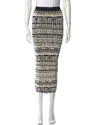 Pre-owned Ronny Kobo Patterned Long Skirt In Black