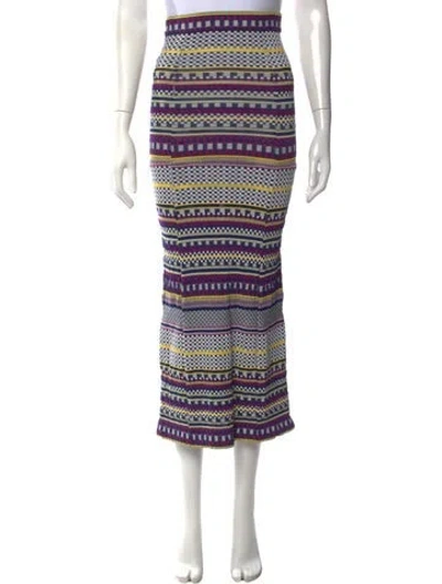 Pre-owned Ronny Kobo Patterned Long Skirt In Blue/purple