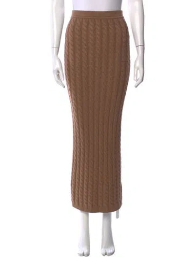 Pre-owned Ronny Kobo Patterned Long Skirt In Brown
