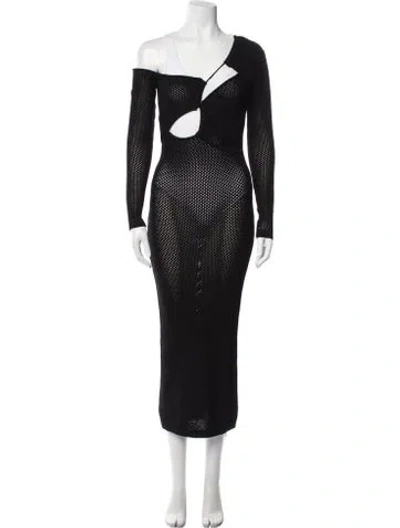 Pre-owned Ronny Kobo Patterned Midi Length Dress In Black