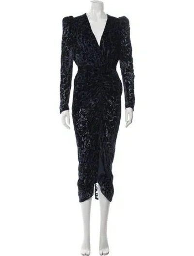 Pre-owned Ronny Kobo Patterned Midi Length Dress In Blue