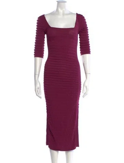 Pre-owned Ronny Kobo Patterned Midi Length Dress In Purple