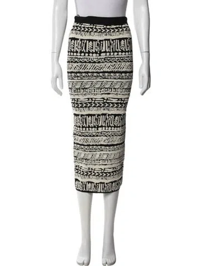 Pre-owned Ronny Kobo Patterned Midi Length Skirt In Black