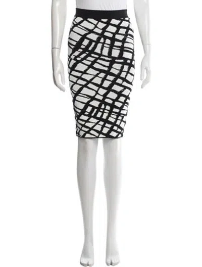 Pre-owned Ronny Kobo Patterned Midi Length Skirt W/ Tags In White