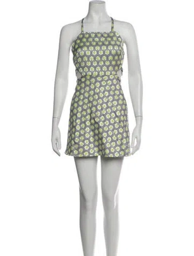 Pre-owned Ronny Kobo Patterned Mini Dress In Green