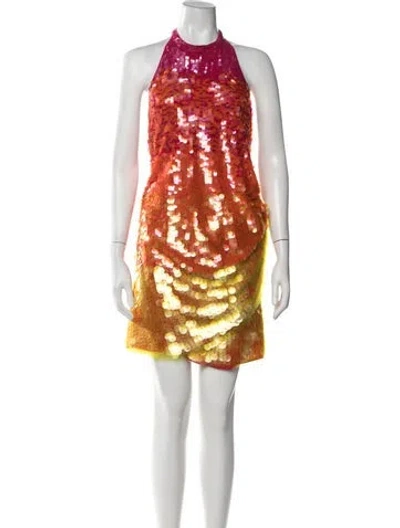 Pre-owned Ronny Kobo Patterned Mini Dress In Pink
