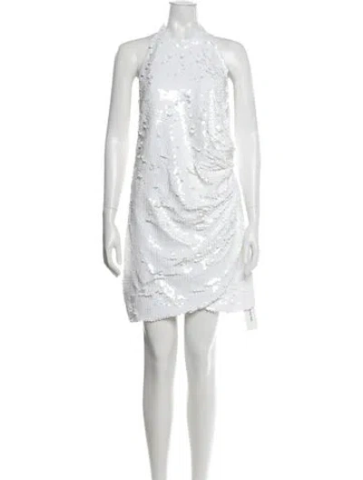 Pre-owned Ronny Kobo Patterned Mini Dress In White