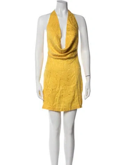Pre-owned Ronny Kobo Patterned Mini Dress In Yellow