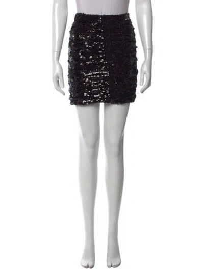 Pre-owned Ronny Kobo Patterned Mini Skirt In Black