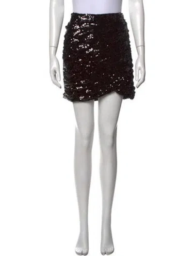 Pre-owned Ronny Kobo Patterned Mini Skirt In Black