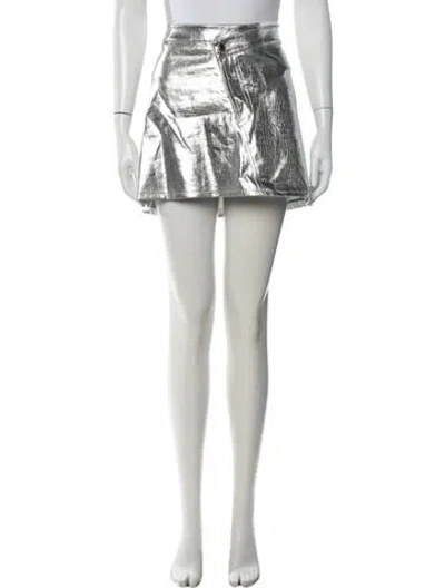 Pre-owned Ronny Kobo Patterned Mini Skirt In Gold