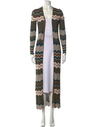 Pre-owned Ronny Kobo Patterned Open Front Sweater In Multi