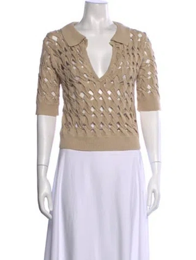 Pre-owned Ronny Kobo Patterned V-neck Sweater In Neutral