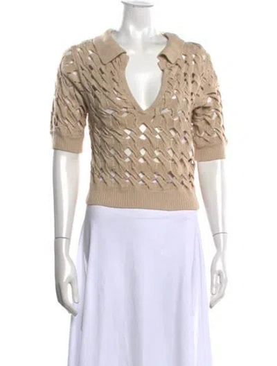 Pre-owned Ronny Kobo Patterned V-neck Sweater In Neutrals