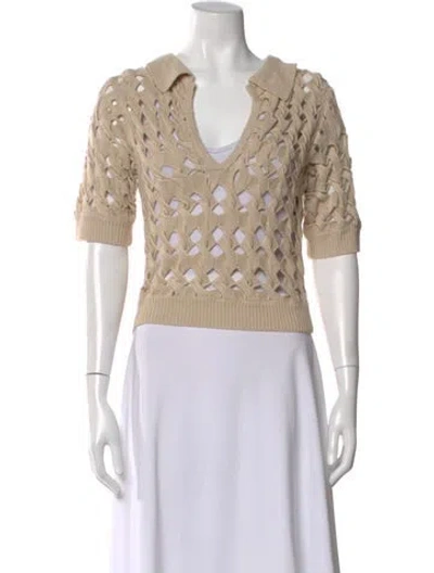 Pre-owned Ronny Kobo Patterned V-neck Sweater W/ Tags In Neutral