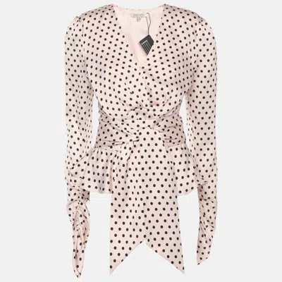 Ronny Kobo Pink/black Polka Dot Print Polyester Top In Multi
