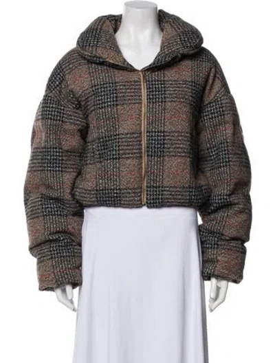 Pre-owned Ronny Kobo Plaid Print Jacket In Brown