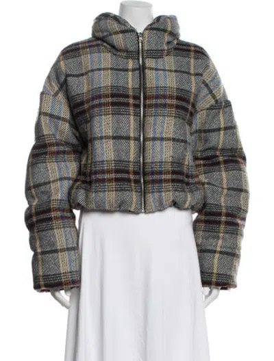 Pre-owned Ronny Kobo Plaid Print Jacket In Grey