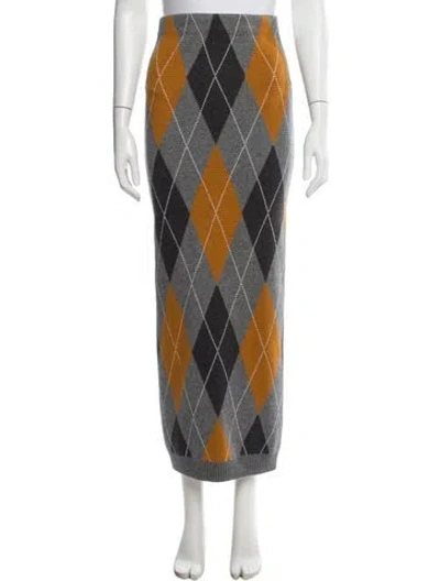 Pre-owned Ronny Kobo Plaid Print Long Skirt In Multi