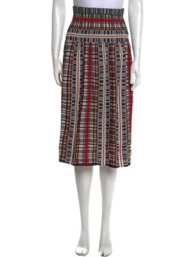 Pre-owned Ronny Kobo Plaid Print Midi Length Skirt In Black