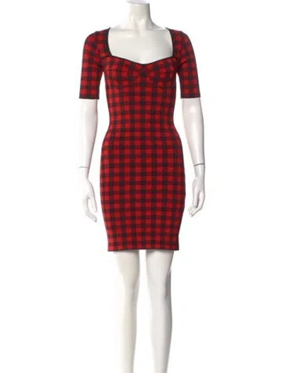 Pre-owned Ronny Kobo Plaid Print Mini Dress In Red