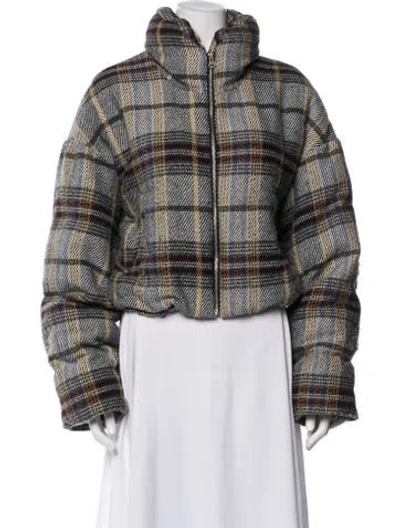 Pre-owned Ronny Kobo Plaid Print Puffer Jacket In Multi