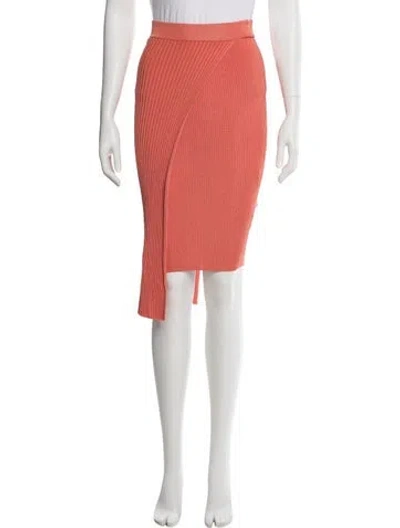 Pre-owned Ronny Kobo Pleated Accents Knee-length Skirt In Orange