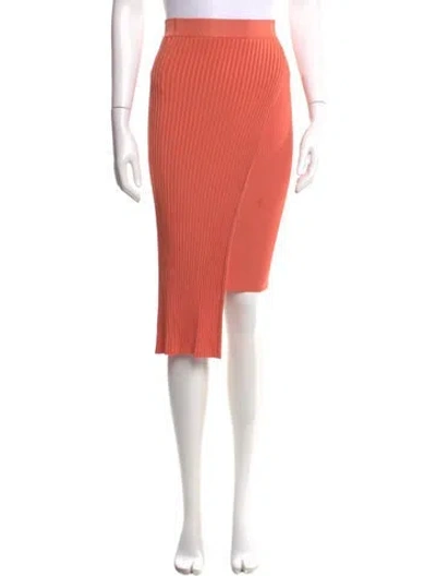 Pre-owned Ronny Kobo Pleated Accents Knee-length Skirt In Orange