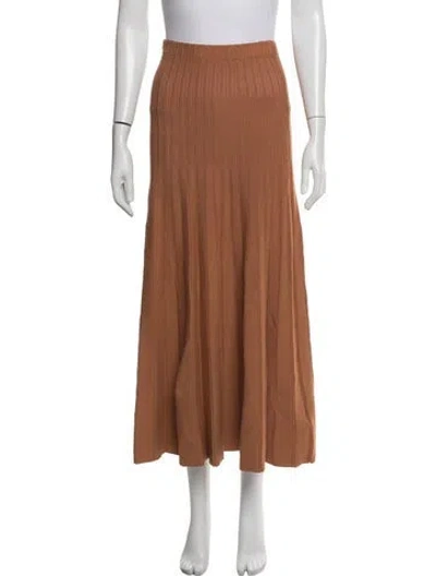 Pre-owned Ronny Kobo Pleated Accents Long Skirt In Brown