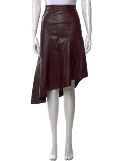 Pre-owned Ronny Kobo Pleated Accents Midi Length Skirt In Burgundy