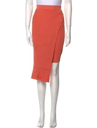 Pre-owned Ronny Kobo Pleated Accents Midi Length Skirt In Orange